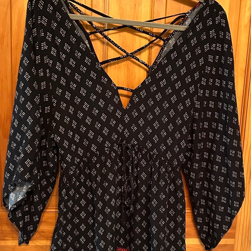 D49 NWT Abercrombie & Finch Black Mini Dress Small Floral Print Size S